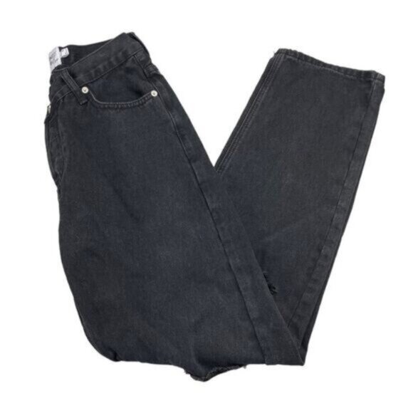 Princess Polly Holly Asymmetric Ripped Leg Black Denim Womens Size 0 - Picture 4 of 9